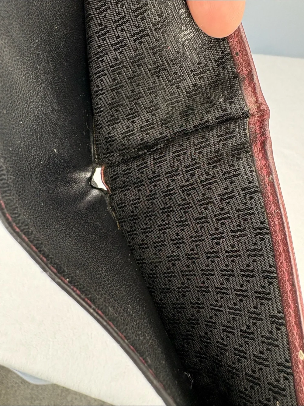 TUMI Black & Burgundy Leather Wallet